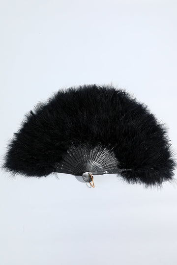 Gatsby Black Feather Plegable Fan